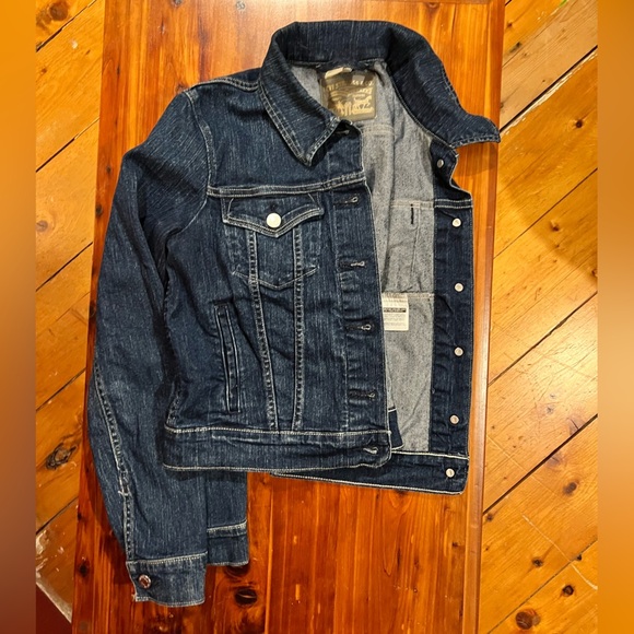 Levi Strauss & Co Dark Wash Blue Jean Denim Jacket Youth Size Large - Picture 3 of 9